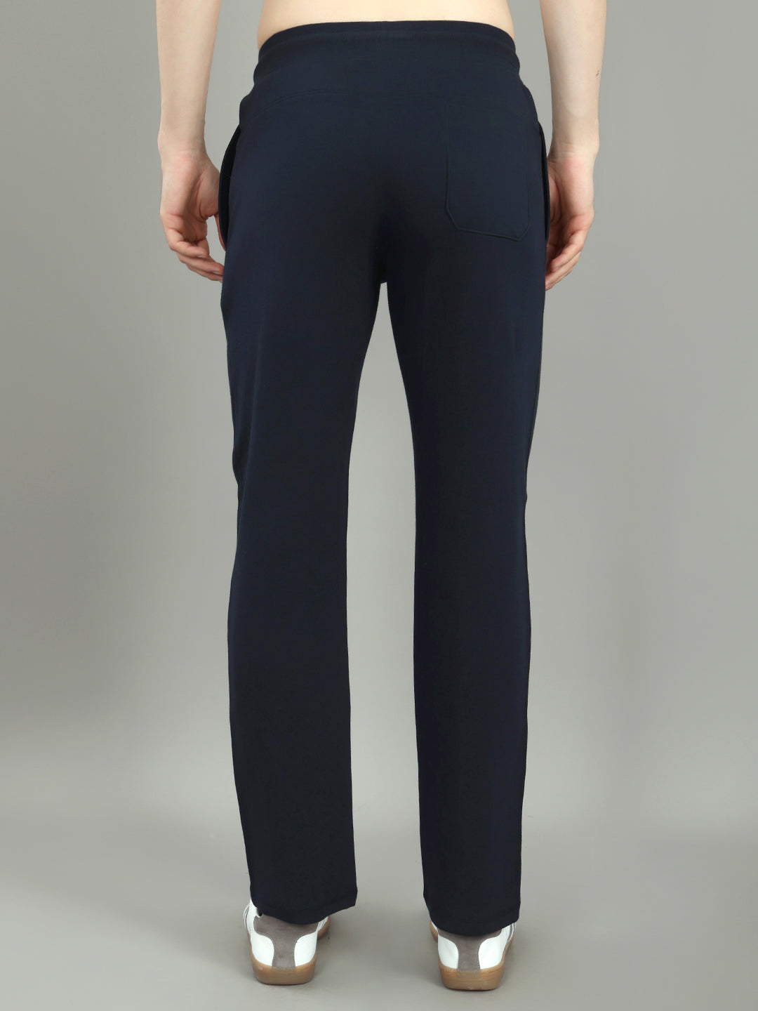 Men Navy Blue Solid Regular Fit Lower