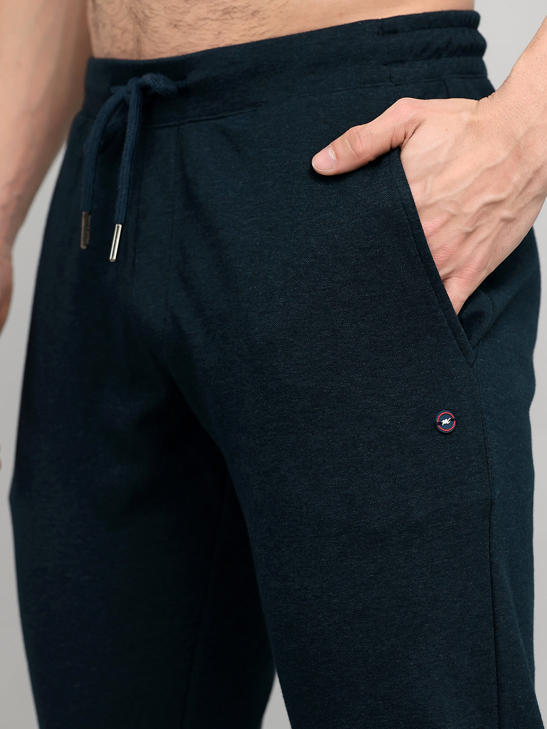 Men Navy Blue Solid Regular Fit Lower