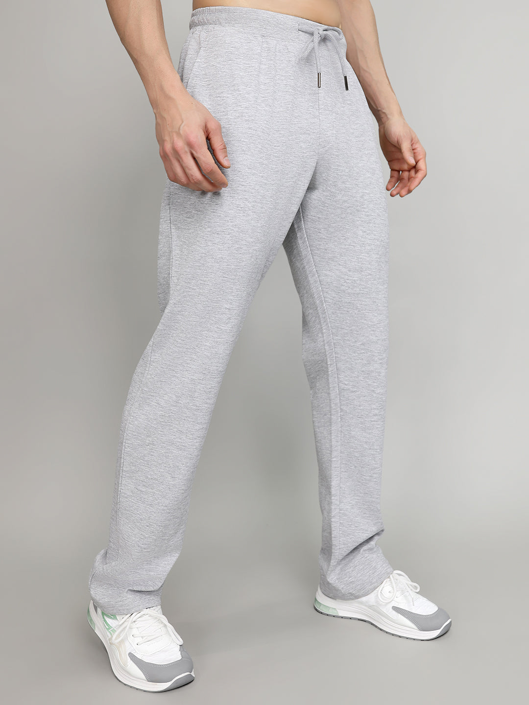 Men Light Grey Solid Regular Fit Lower