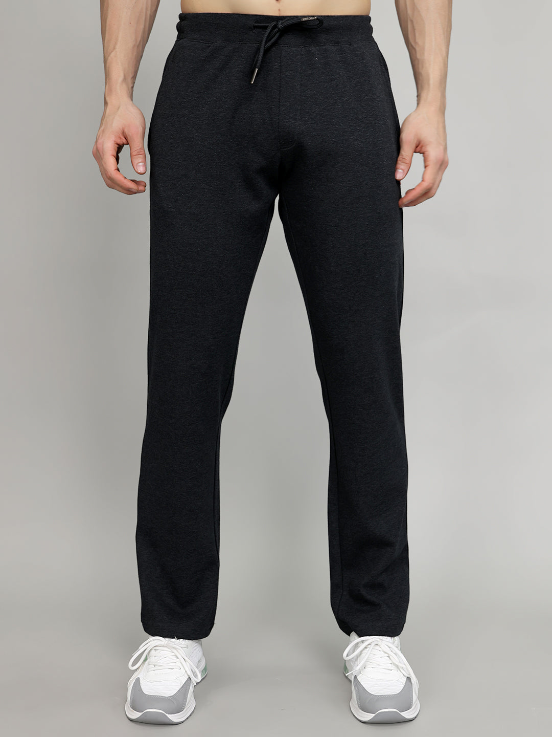 Men Charcoal Solid Regular Fit Lower
