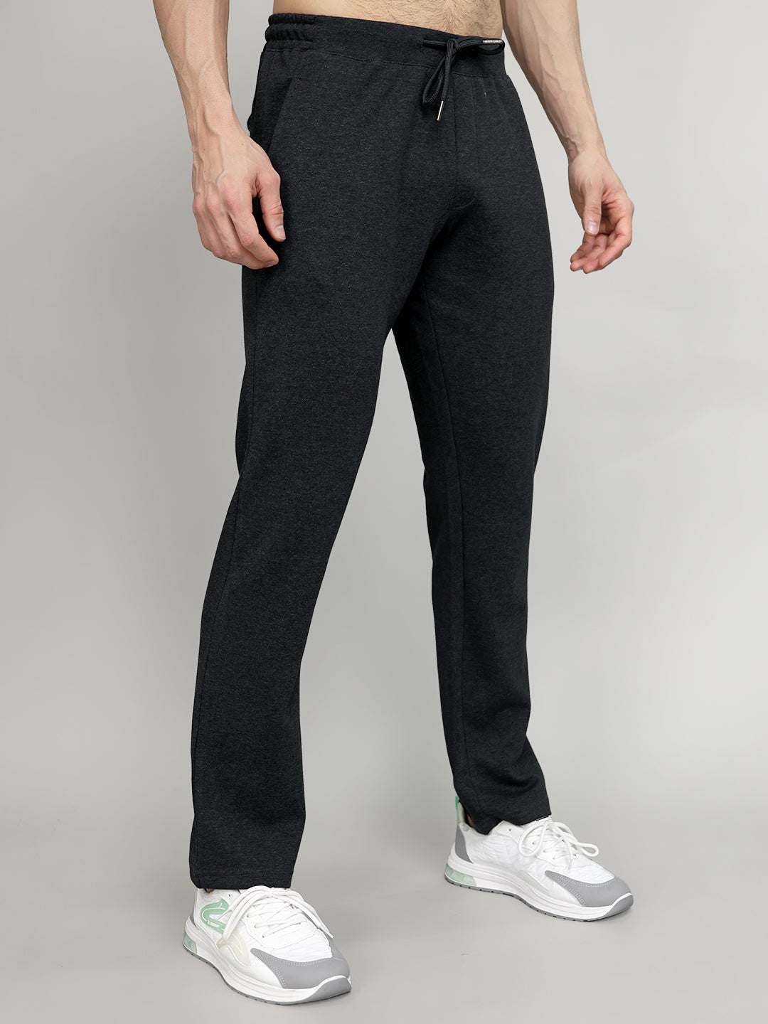 Men Charcoal Solid Regular Fit Lower