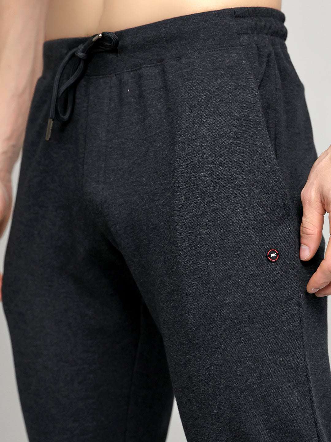Men Charcoal Solid Regular Fit Lower