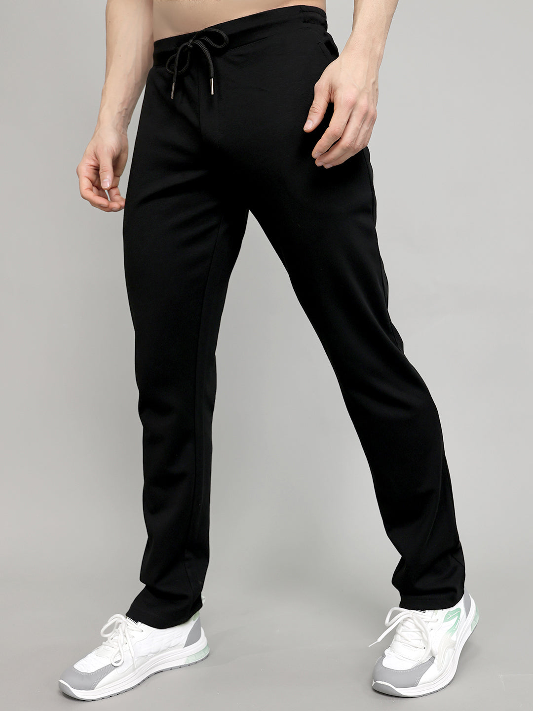 Men Black Solid Regular Fit Lower