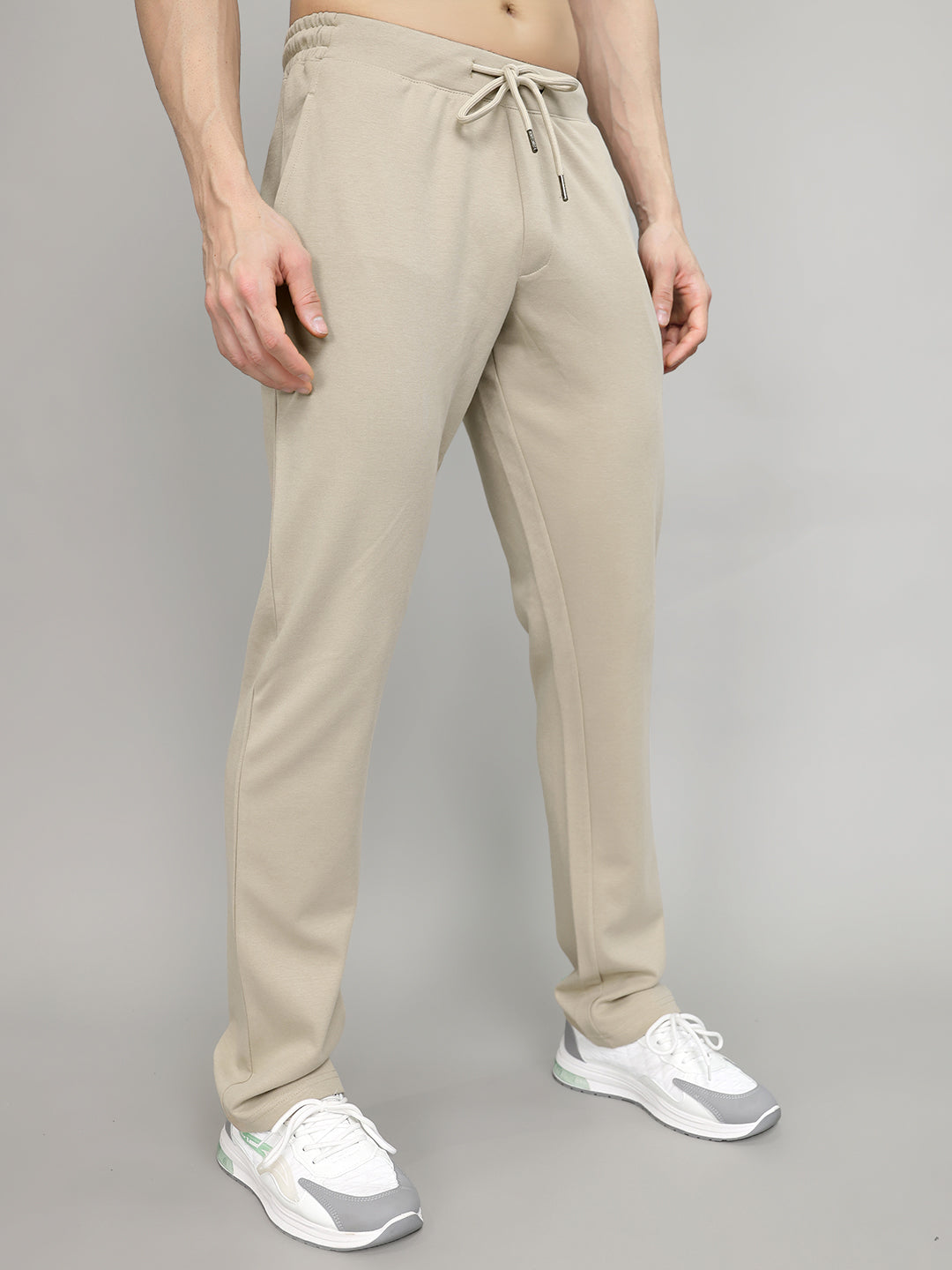 Men Beige Solid Regular Fit Lower