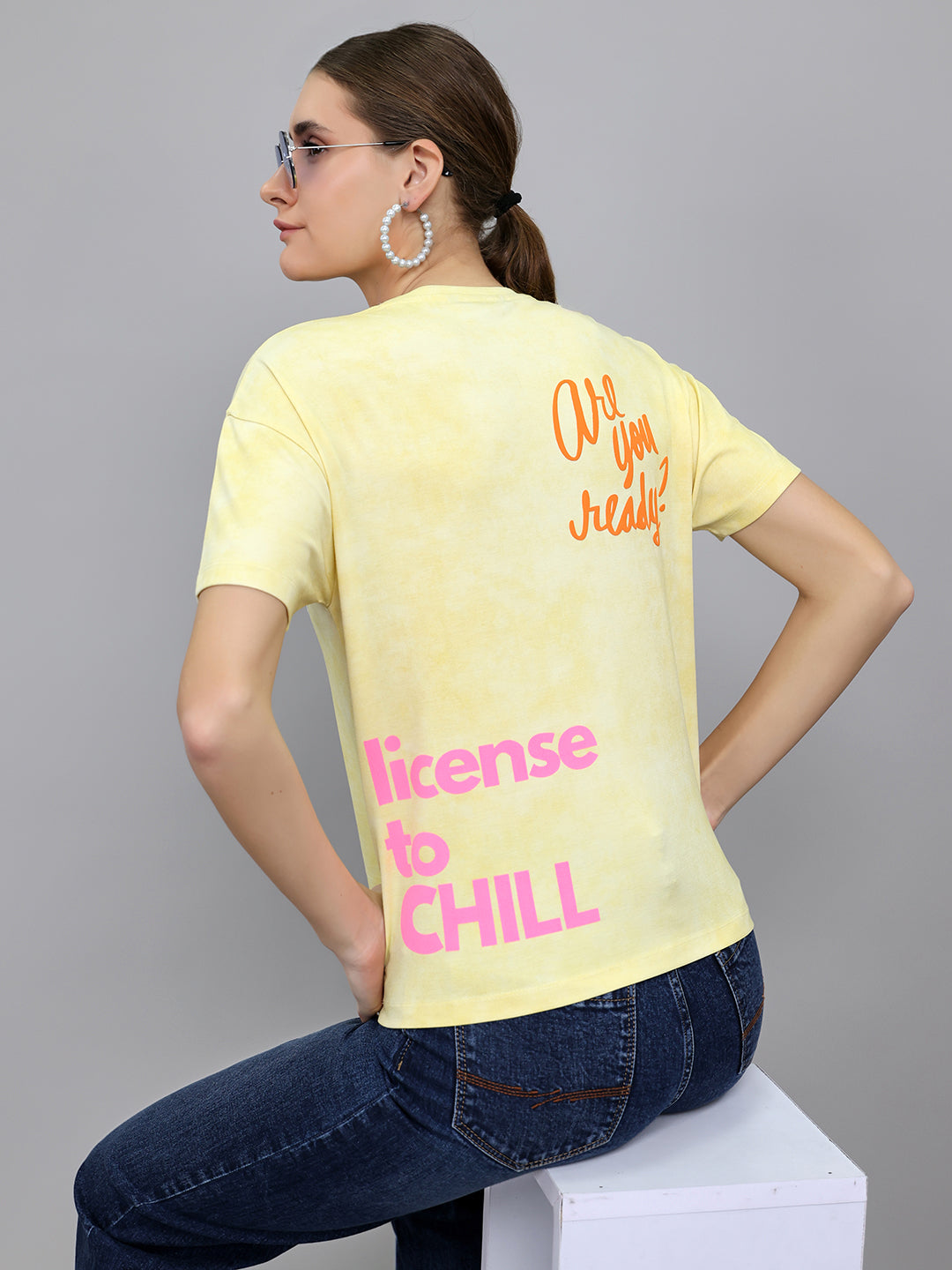 Women Yellow Printed Round Neck Half Sleeve Top