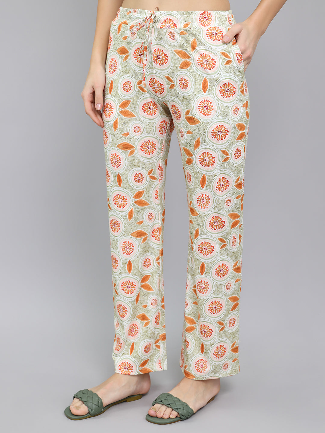 Women Rust Printed Round Neck Half Sleeve Lower Set