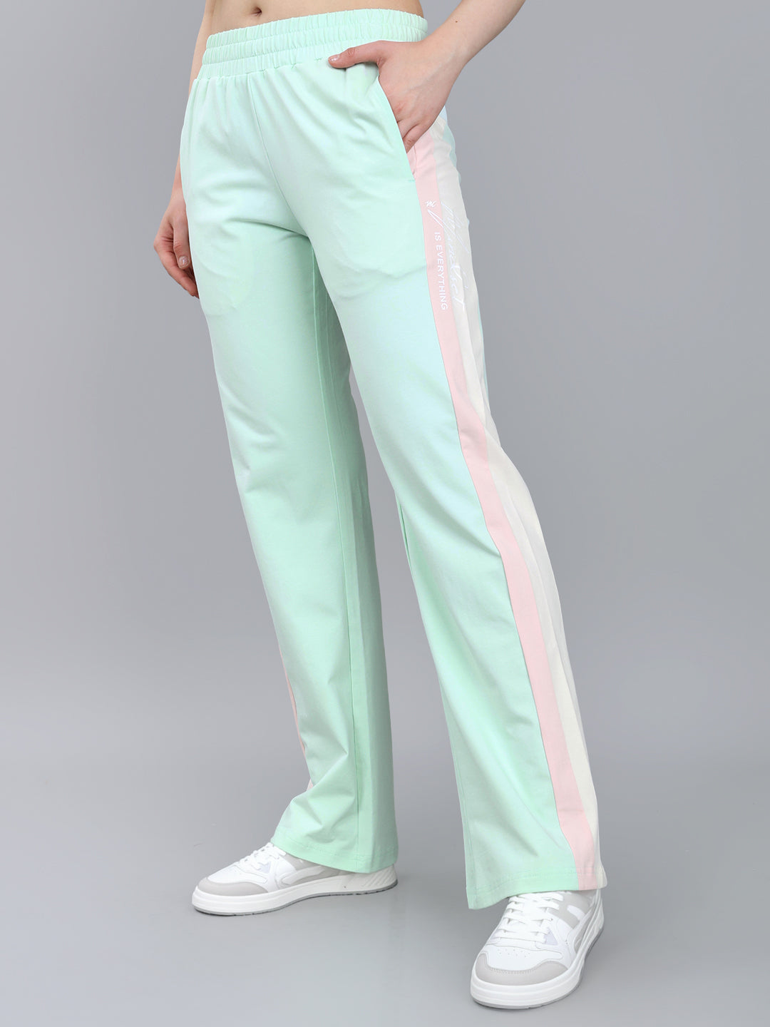 Women Sea Green Solid Regular Fit Lower