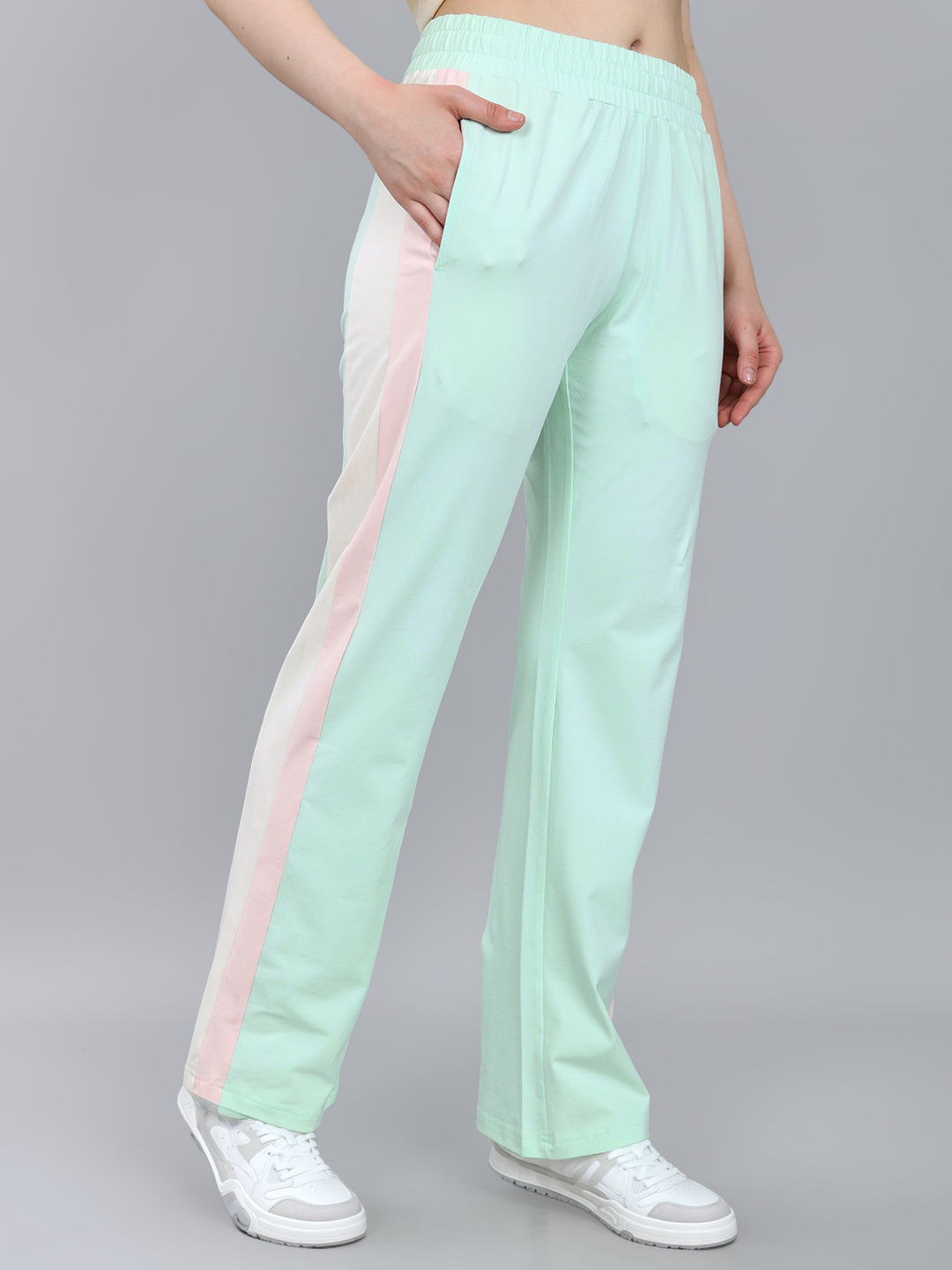 Women Sea Green Solid Regular Fit Lower
