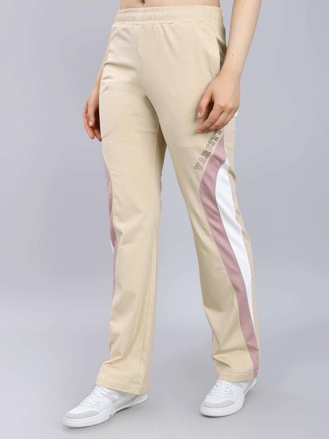 Women Beige Solid Regular Fit Lower
