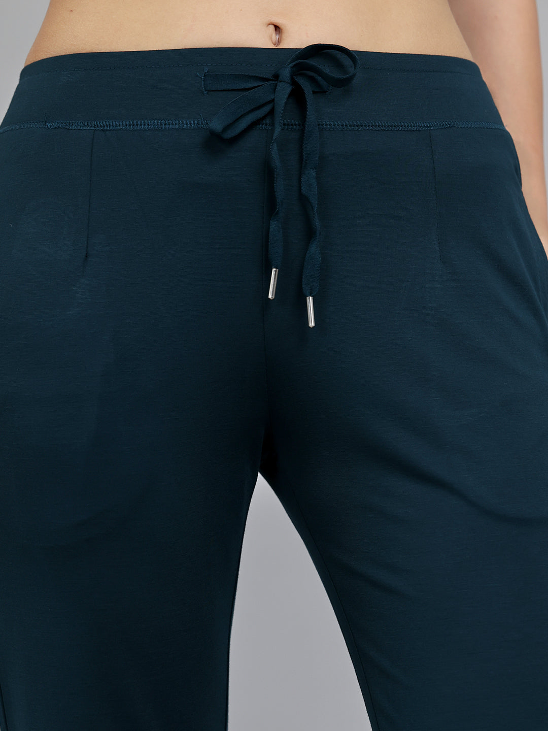 Women Teal Blue Solid Regular Fit Lower