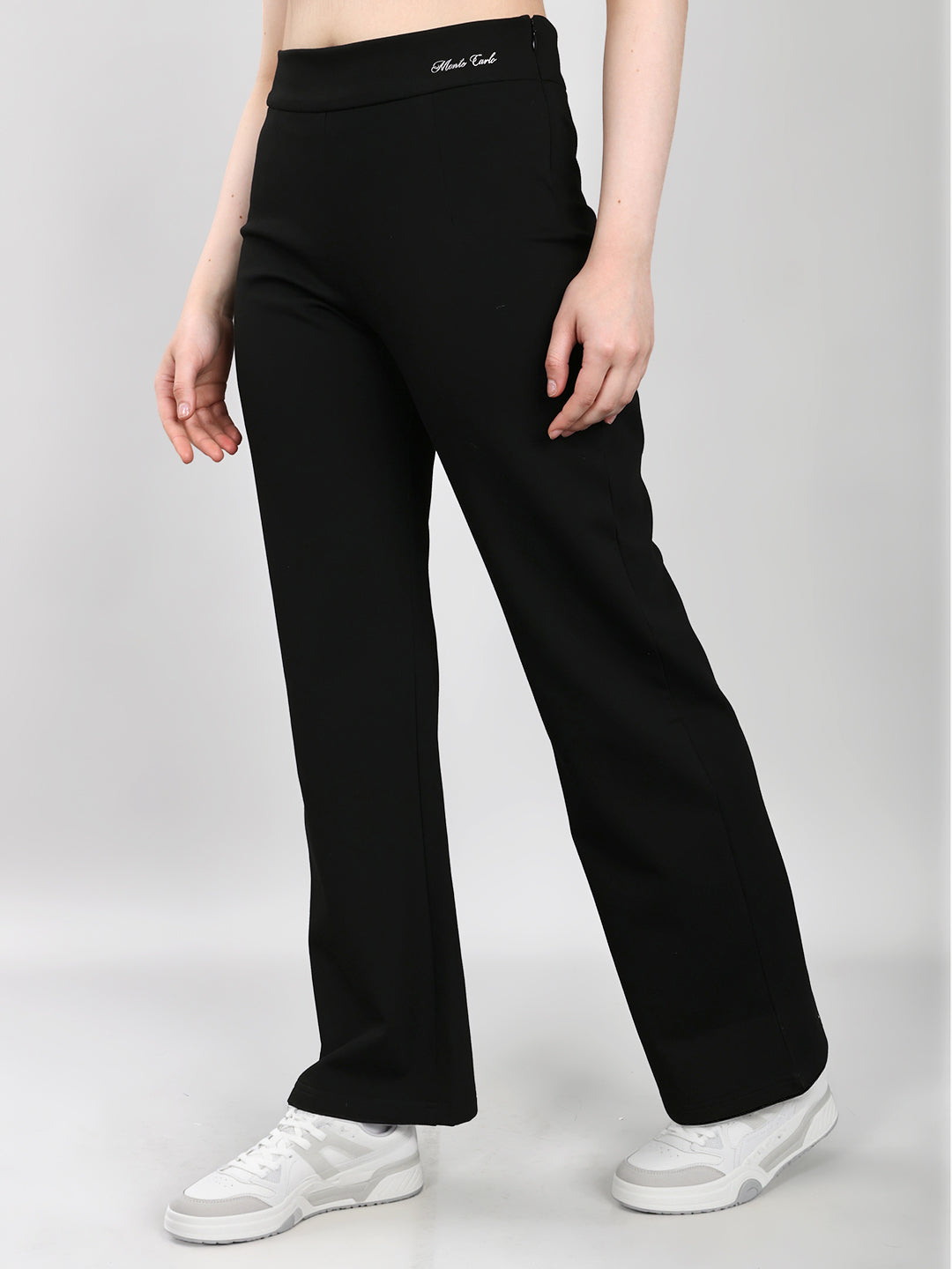 Women Black Solid Regular Fit Lower