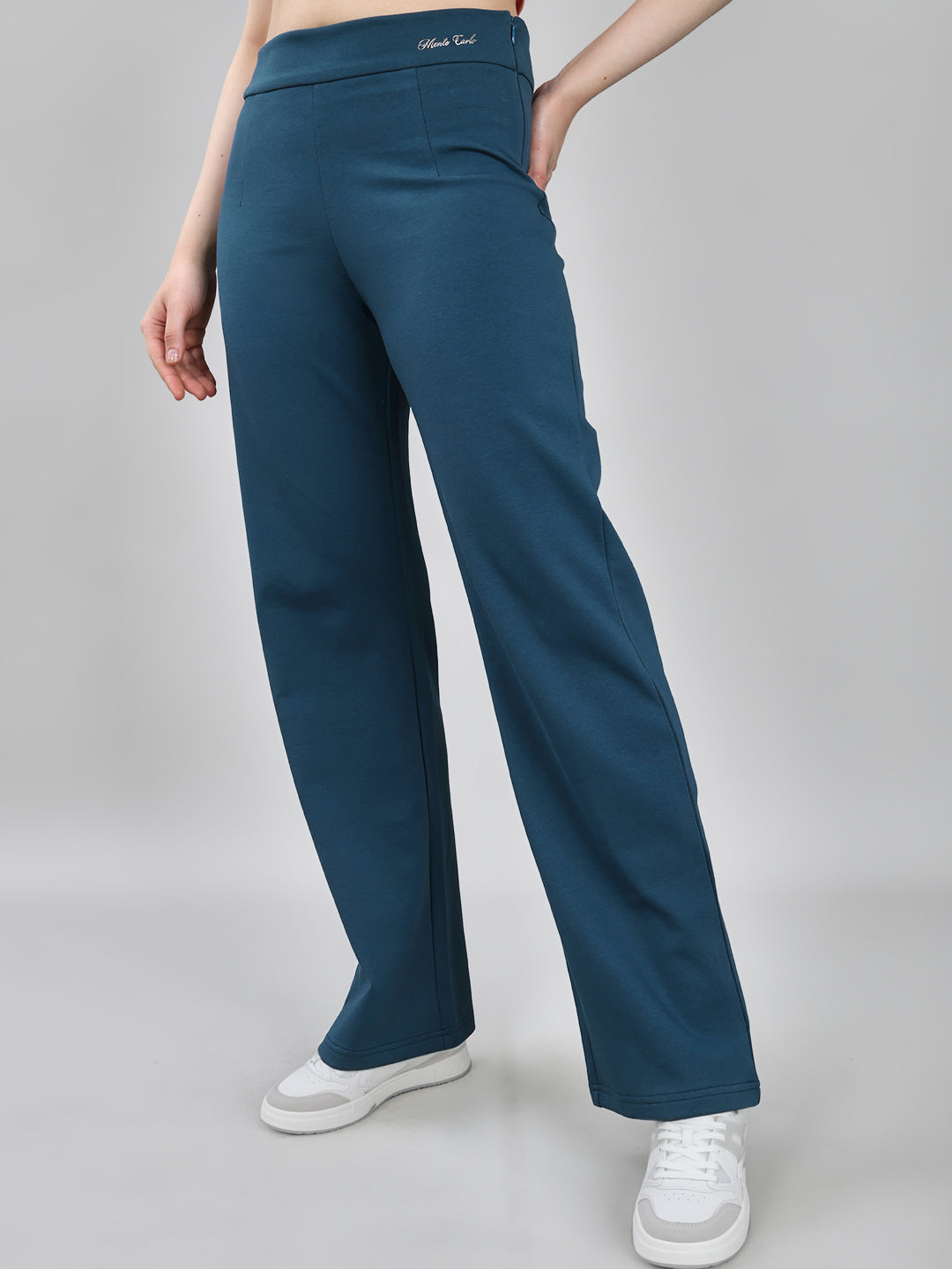 Women Teal Blue Solid Regular Fit Lower