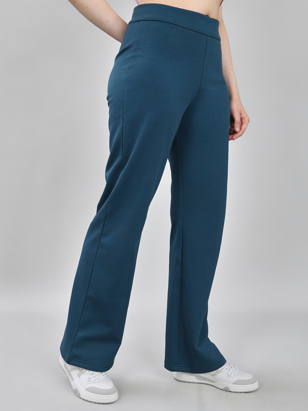 Women Teal Blue Solid Regular Fit Lower