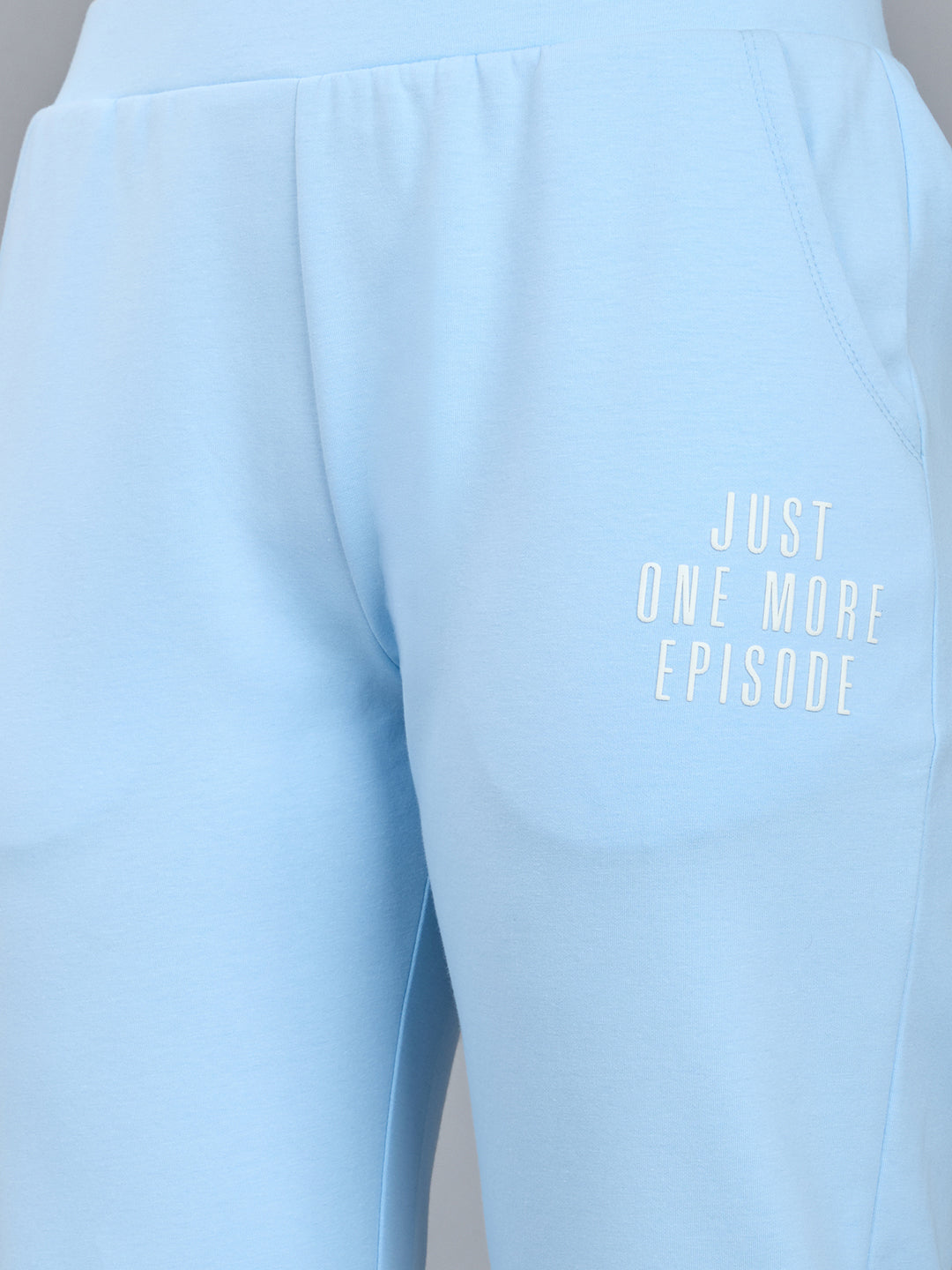 Women Sky Blue Solid Regular Fit Lower