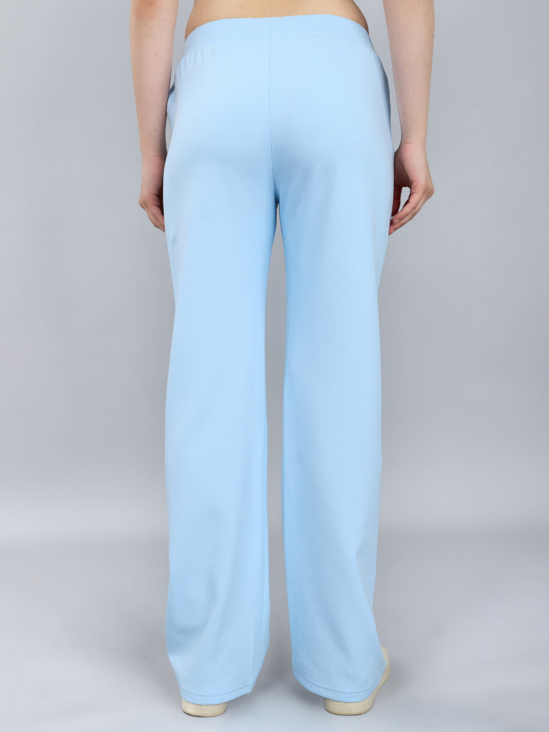 Women Sky Blue Solid Regular Fit Lower