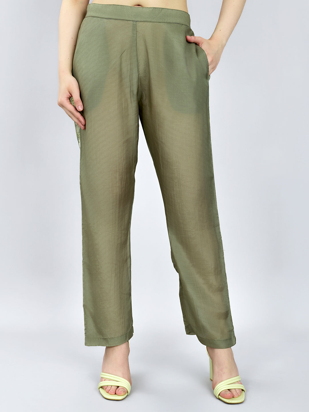 Women Green Printed Collar Half Sleeve Cords Set