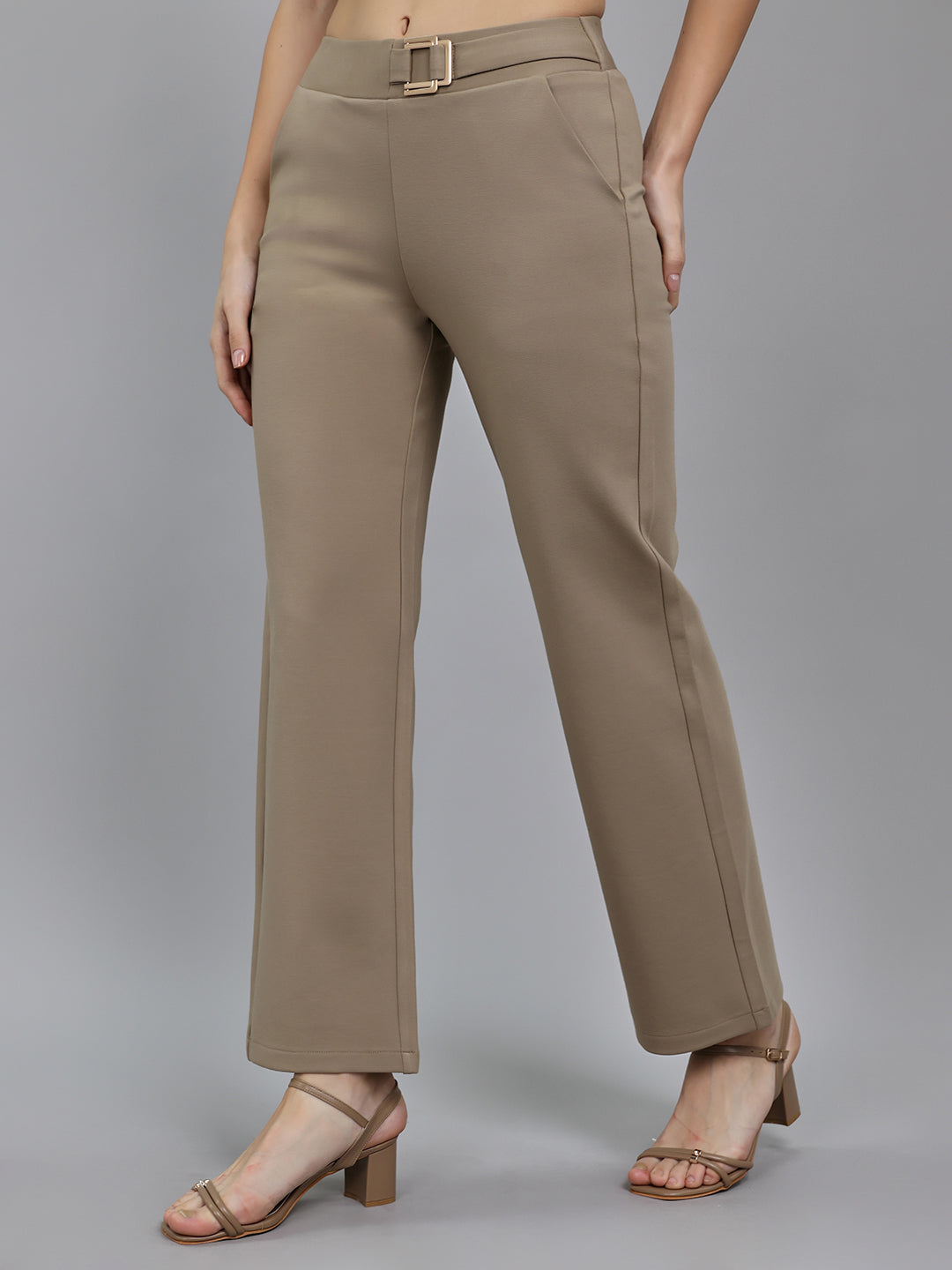 Women Beige Solid Regular Fit Jegging