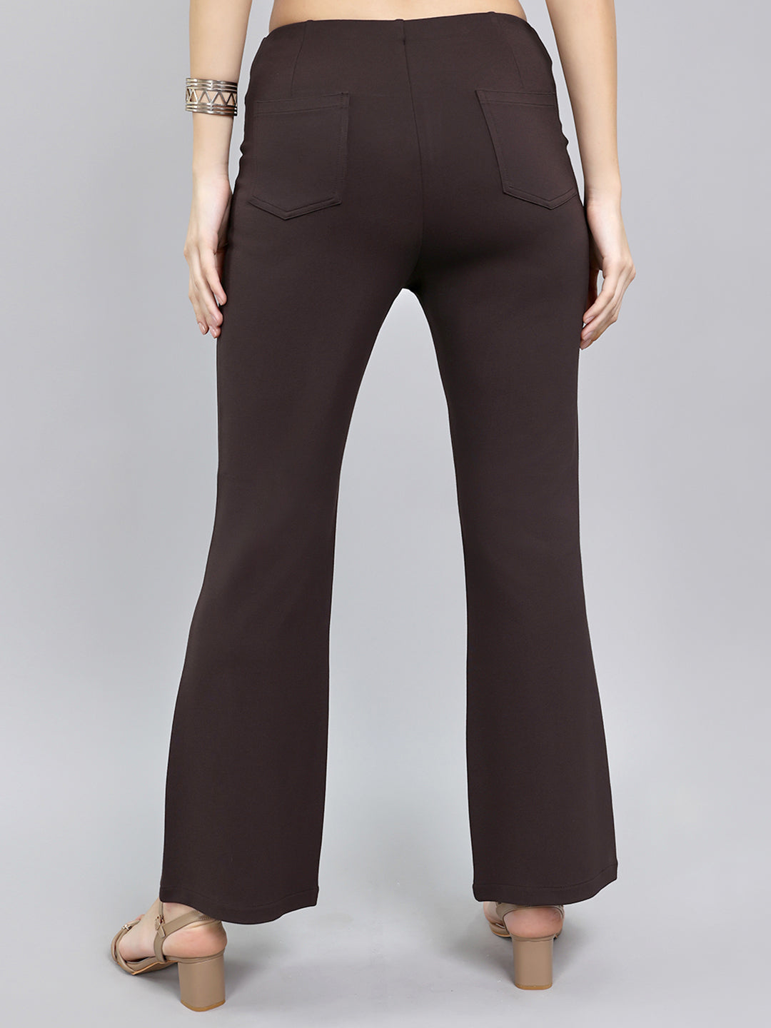 Women Brown Solid Regular Fit Jegging
