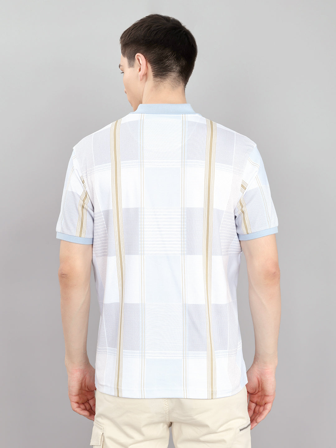 Men White Printed Collar Half Sleeve T-Shirt