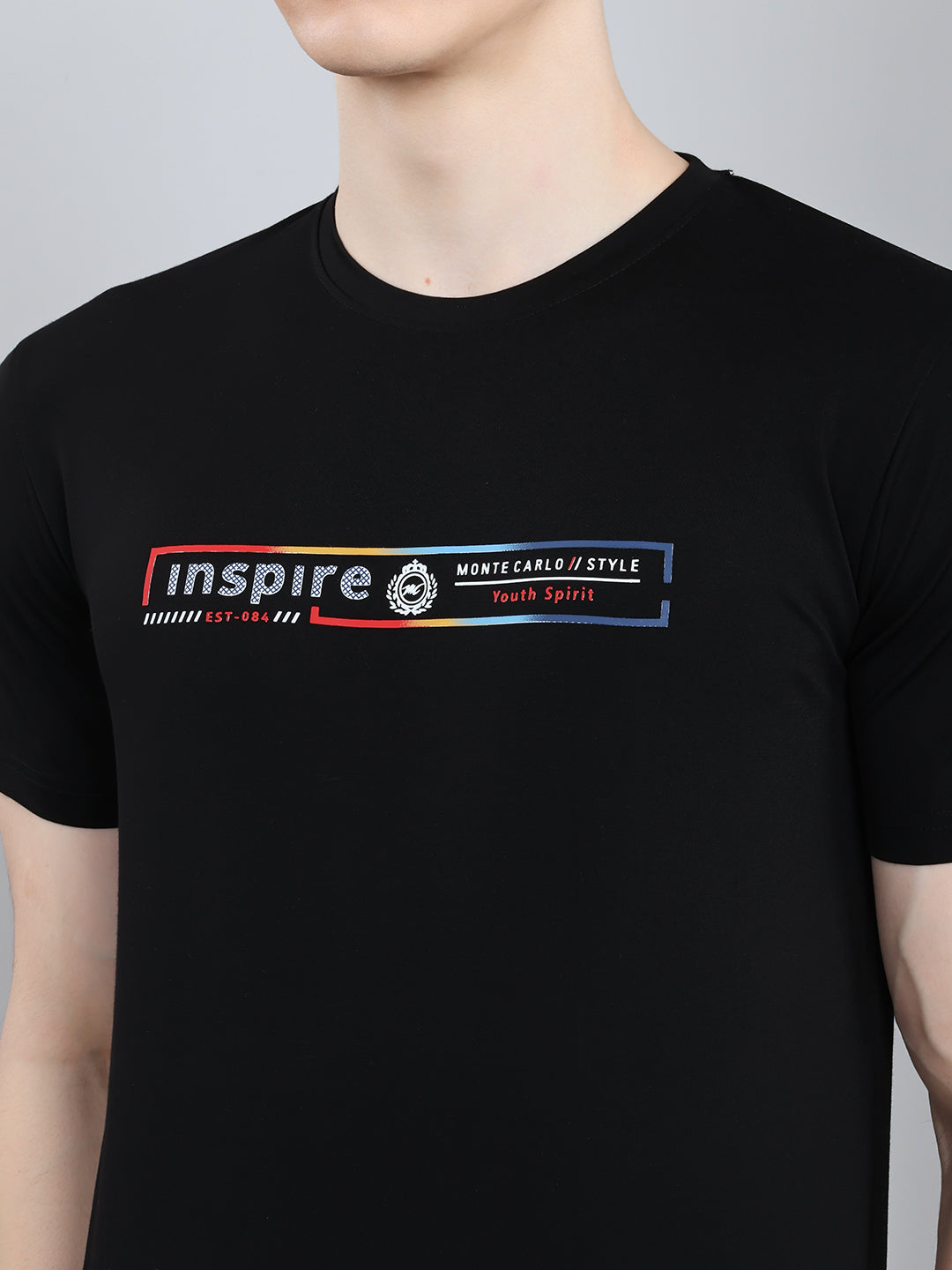 Men Black Solid Round Neck Half Sleeve T-Shirt