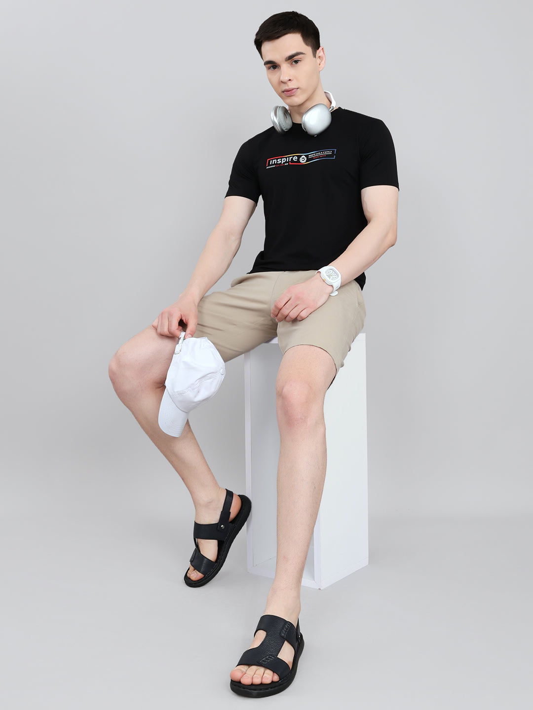 Men Black Solid Round Neck Half Sleeve T-Shirt