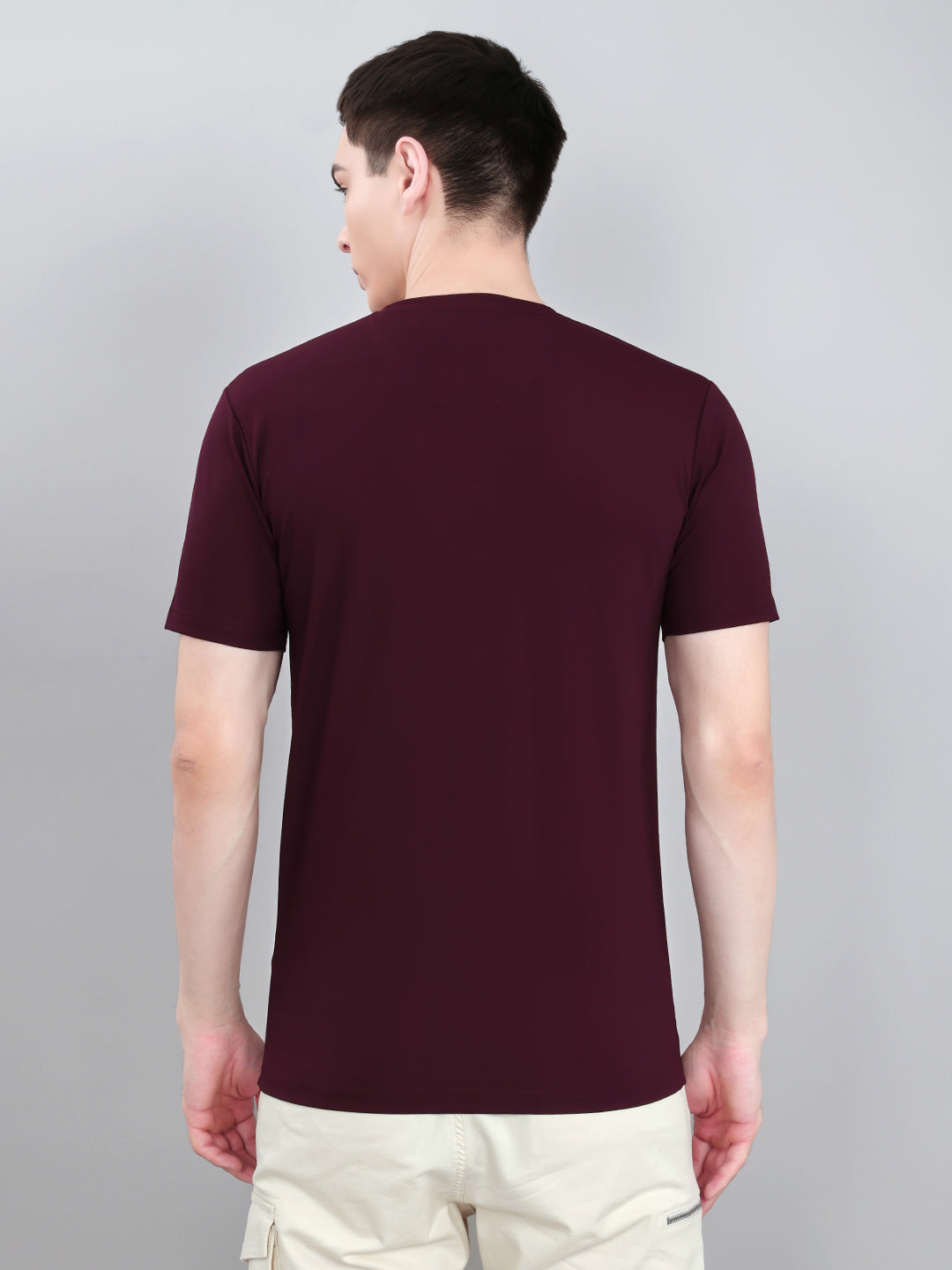 Men Maroon Printed Round Neck Half Sleeve T-Shirt