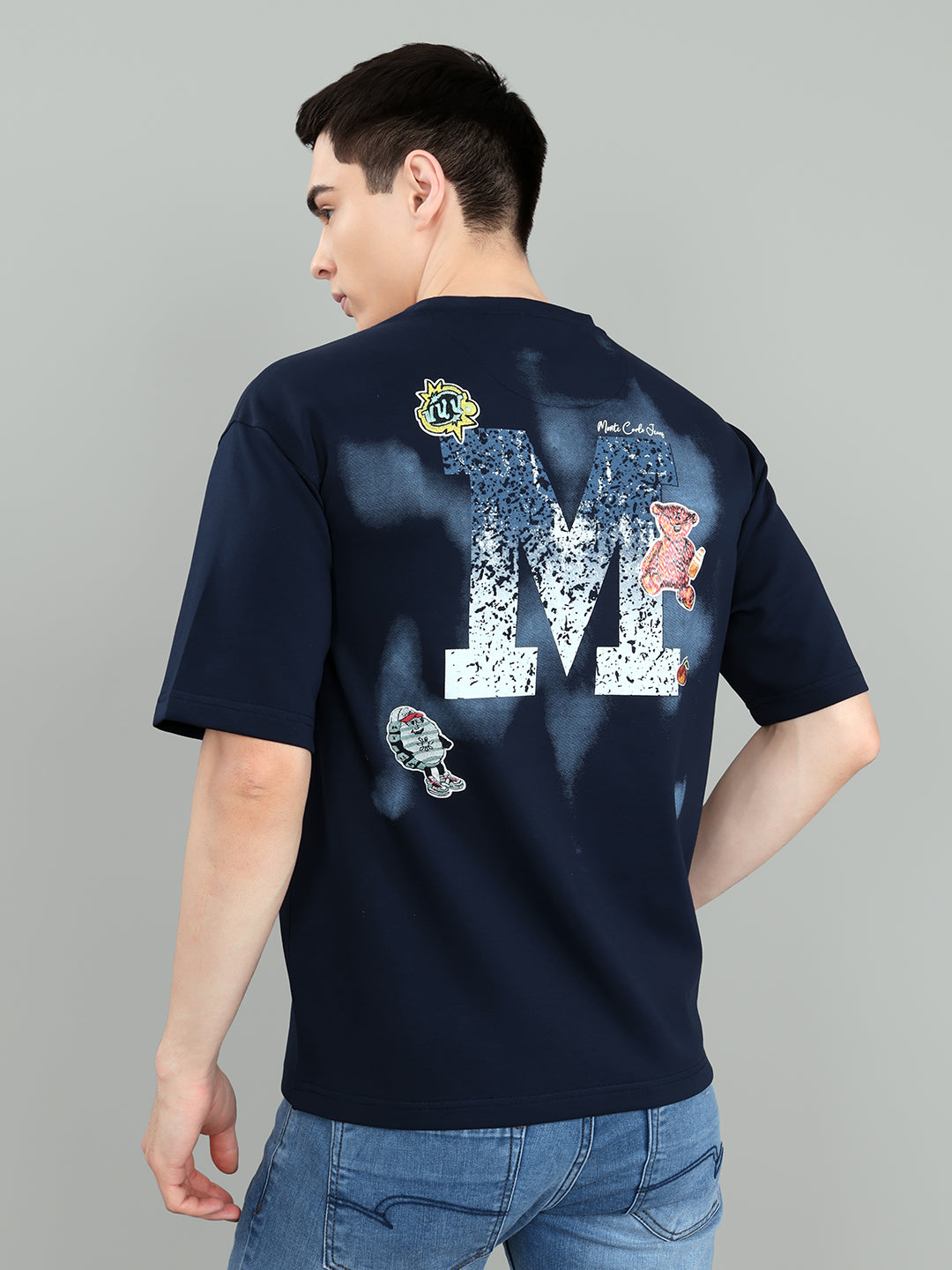 Men Navy Blue Solid Round Neck Half Sleeve T-Shirt