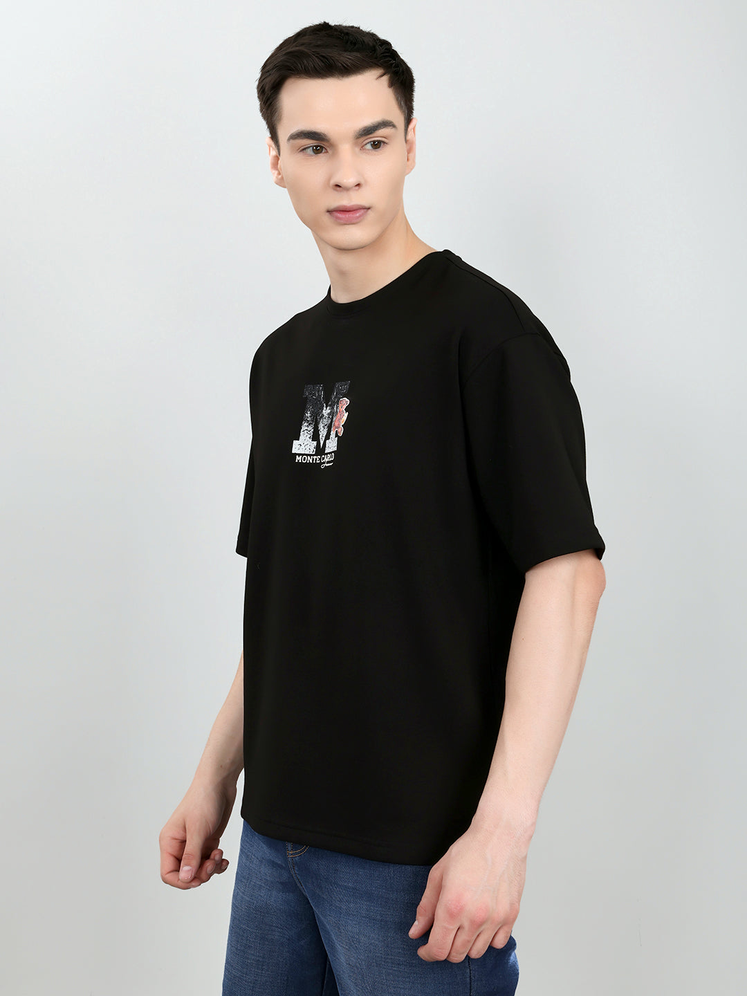 Men Black Solid Round Neck Half Sleeve T-Shirt