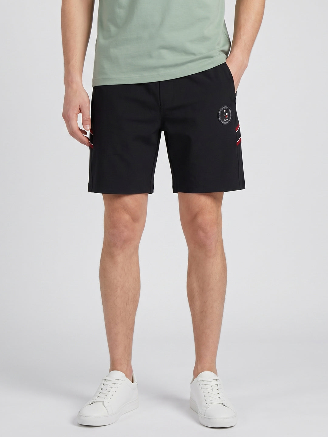 Men Black Solid Slim Fit Bermuda