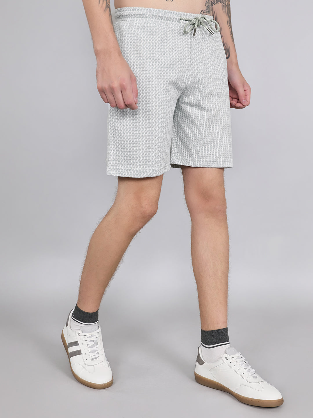 Men Green Jacquard Regular Fit Bermuda