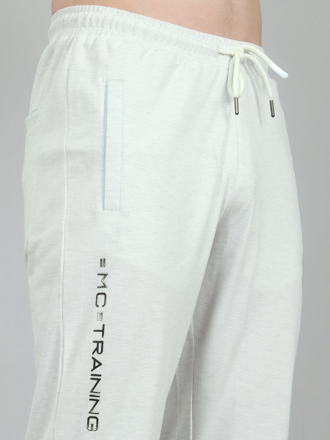 Men Off White Solid Regular Fit Lower