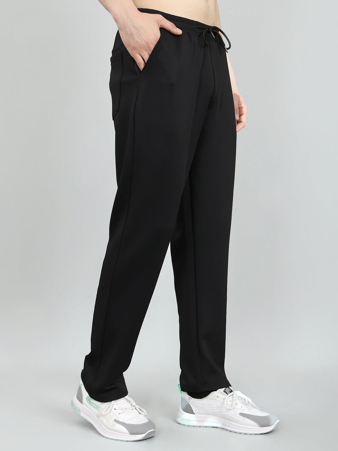 Men Black Solid Regular Fit Lower