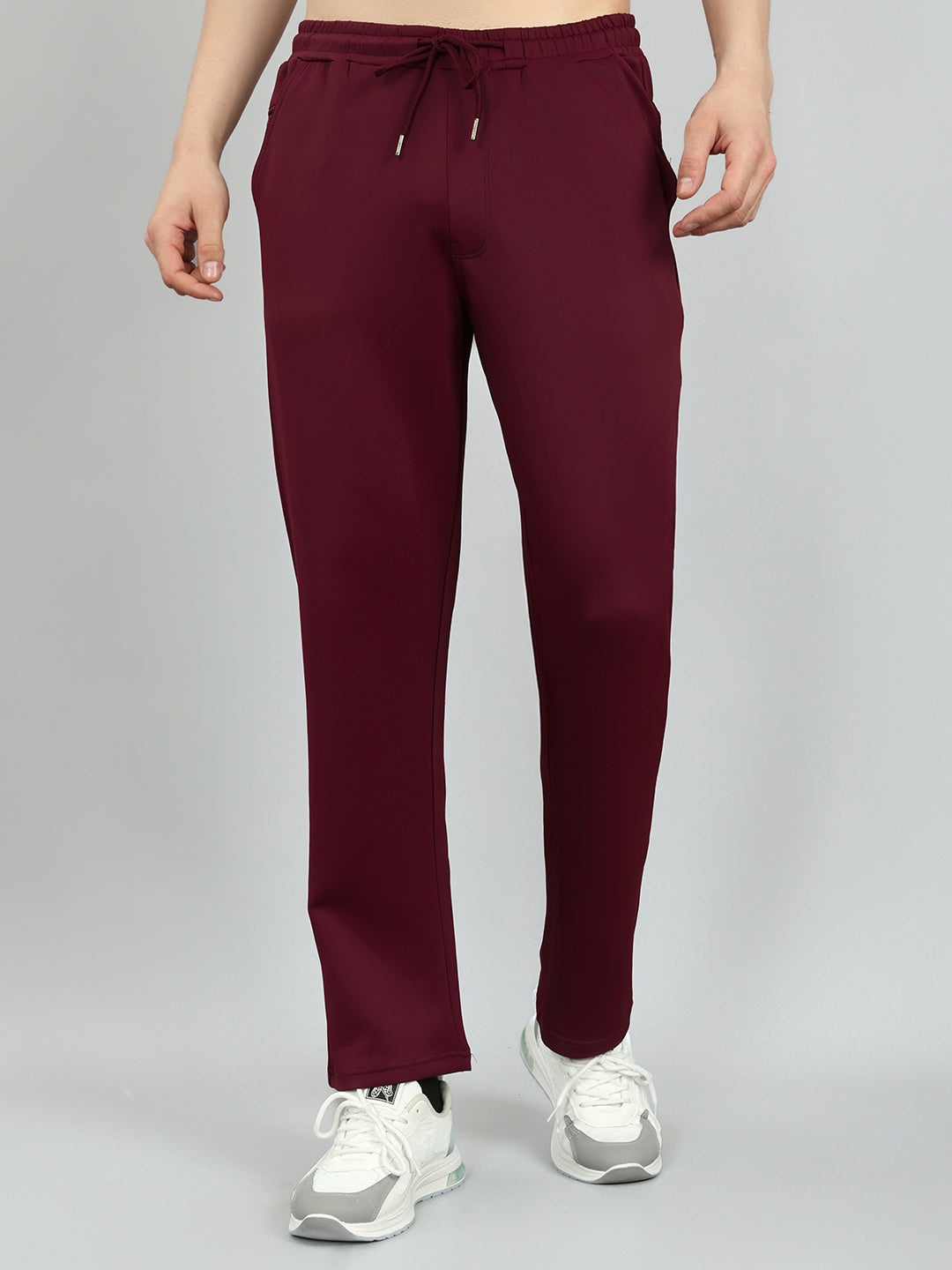 Men Maroon Solid Regular Fit Lower
