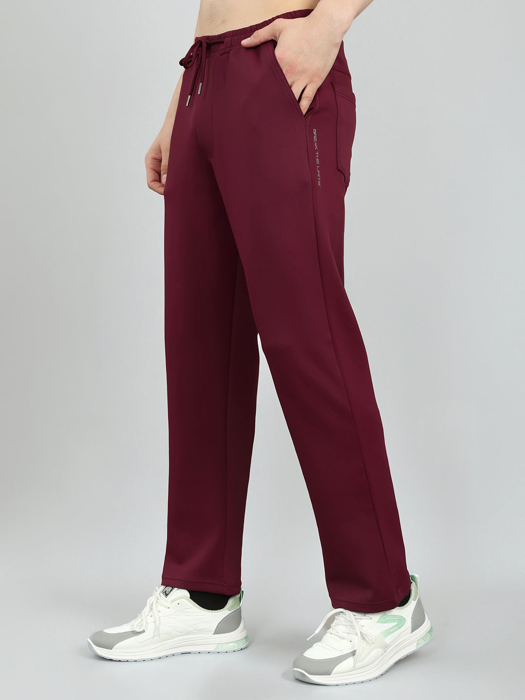 Men Maroon Solid Regular Fit Lower