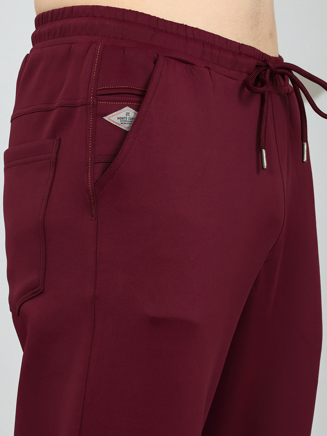 Men Maroon Solid Regular Fit Lower