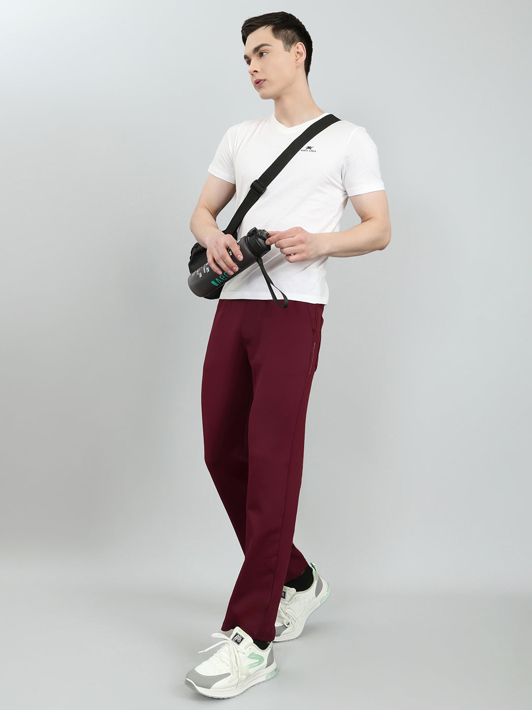 Men Maroon Solid Regular Fit Lower