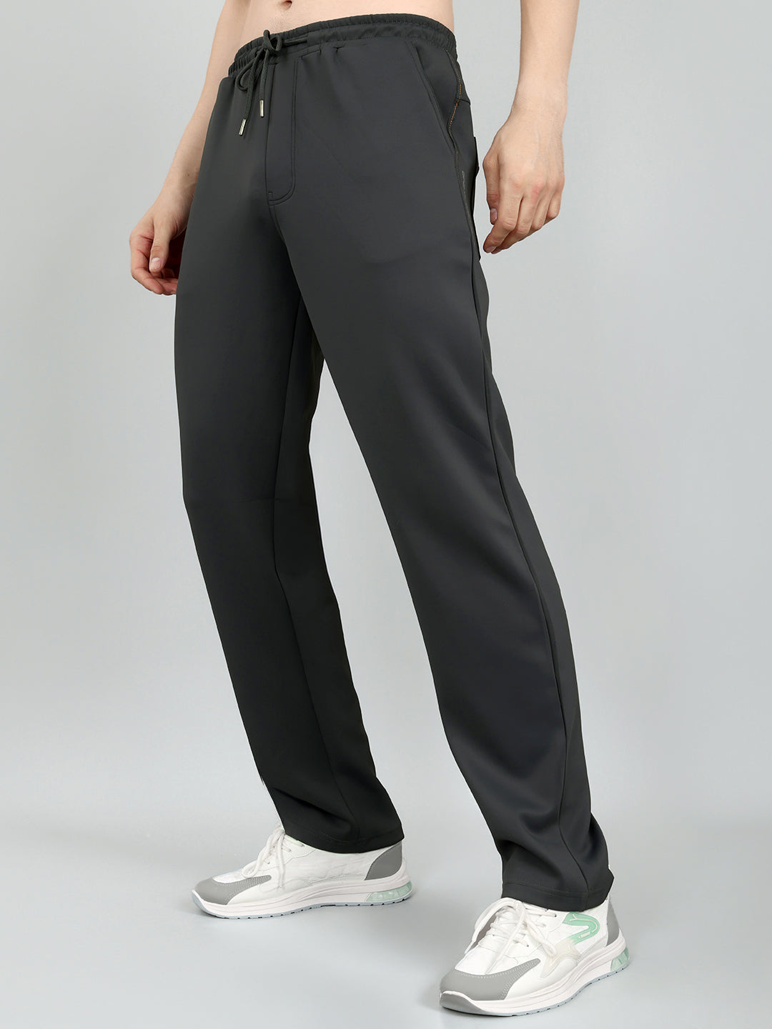 Men Grey Solid Regular Fit Lower