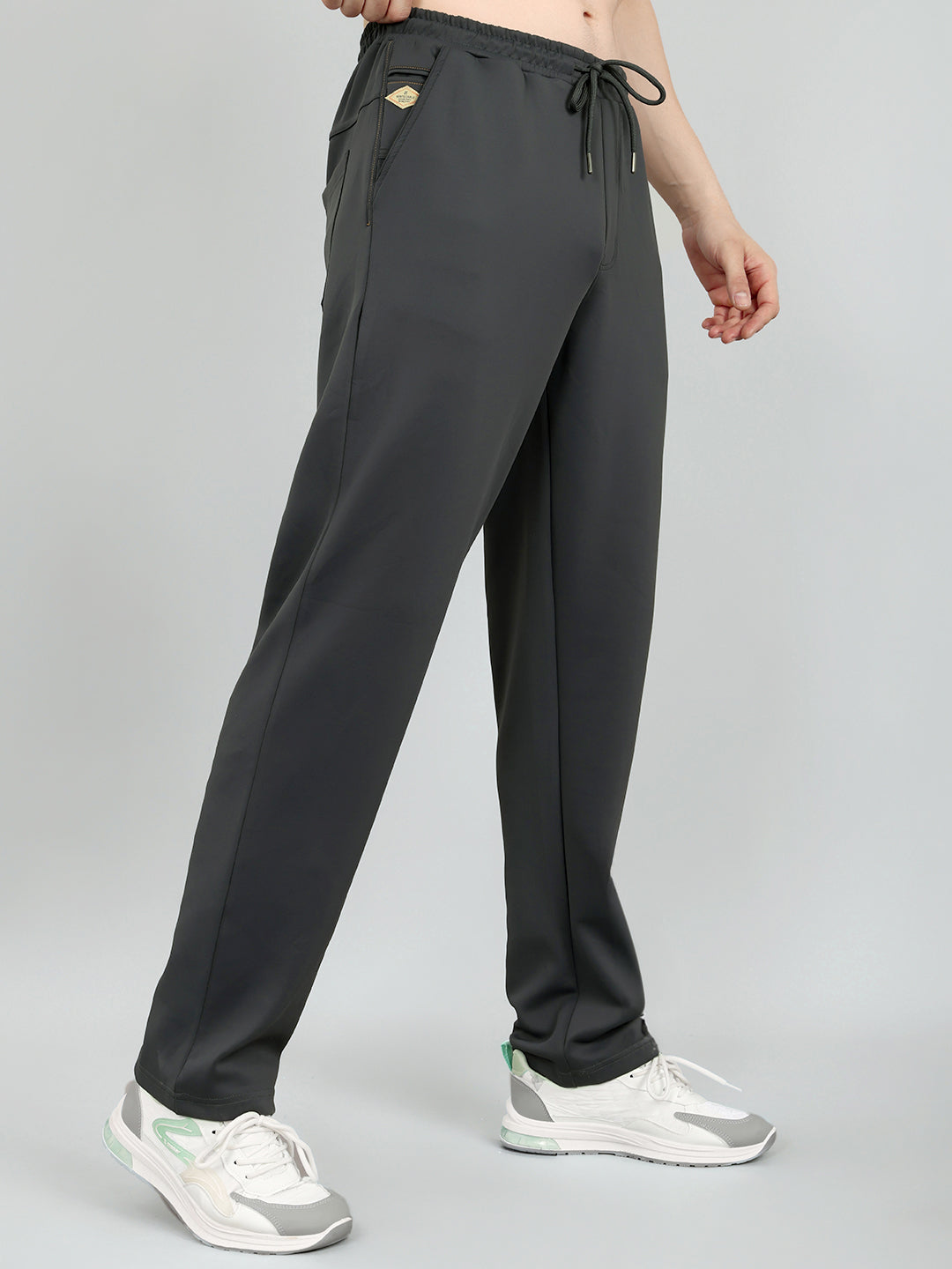 Men Grey Solid Regular Fit Lower