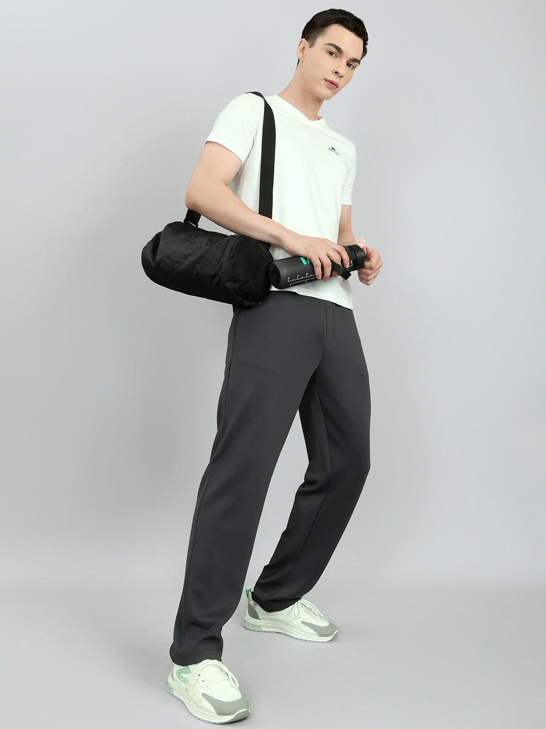 Men Grey Solid Regular Fit Lower