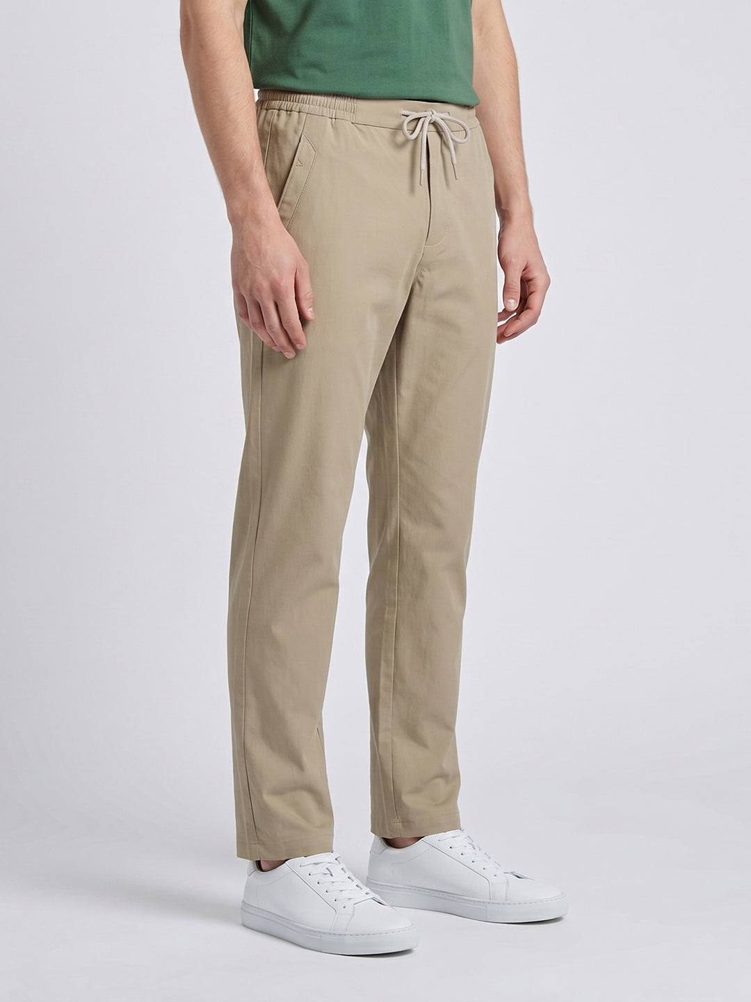 Men Beige Solid Regular Fit Lower