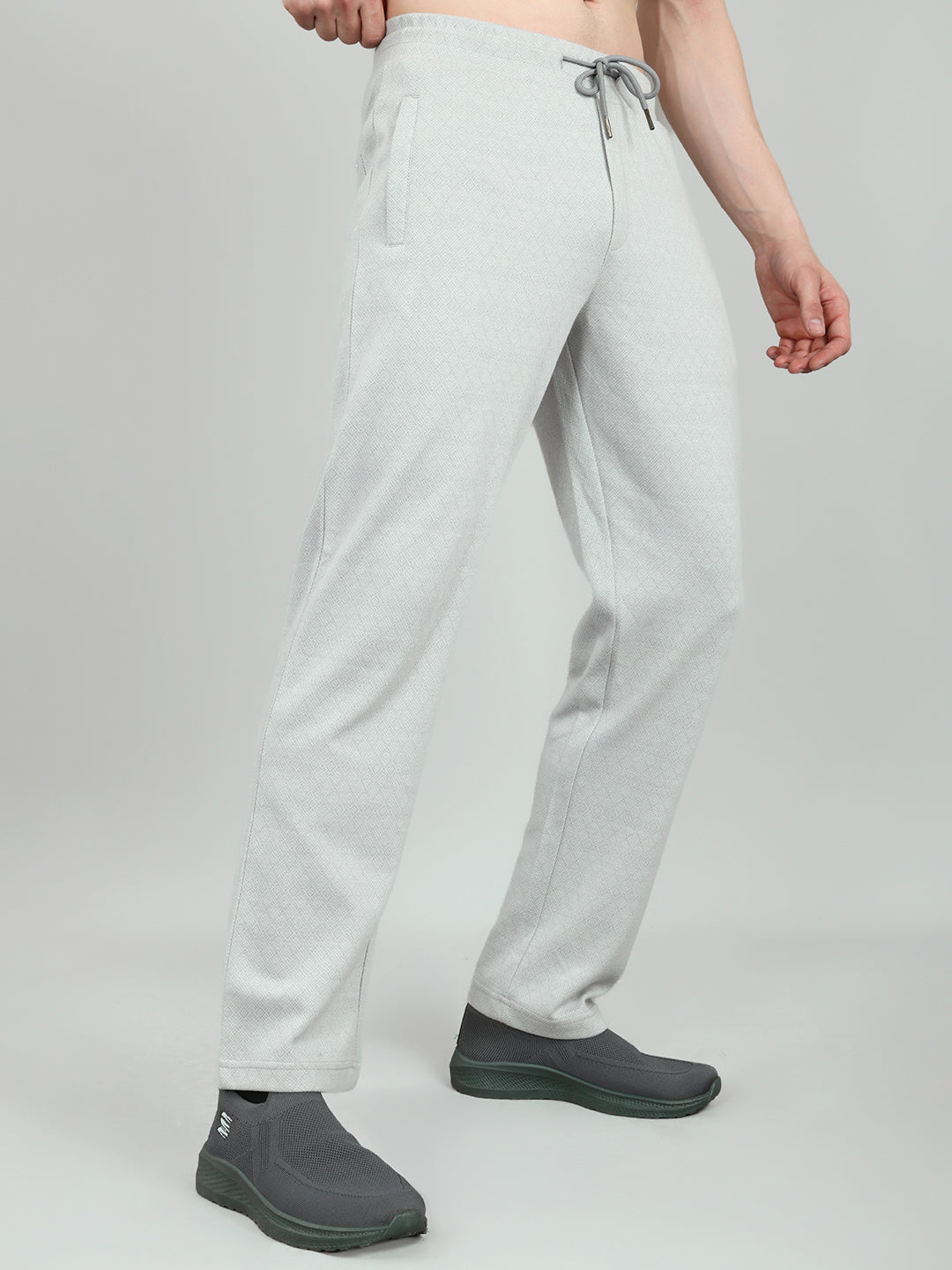 Men Grey Self Design Regular Fit Lower