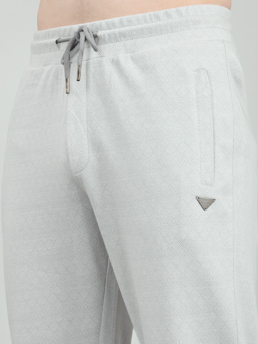 Men Grey Self Design Regular Fit Lower