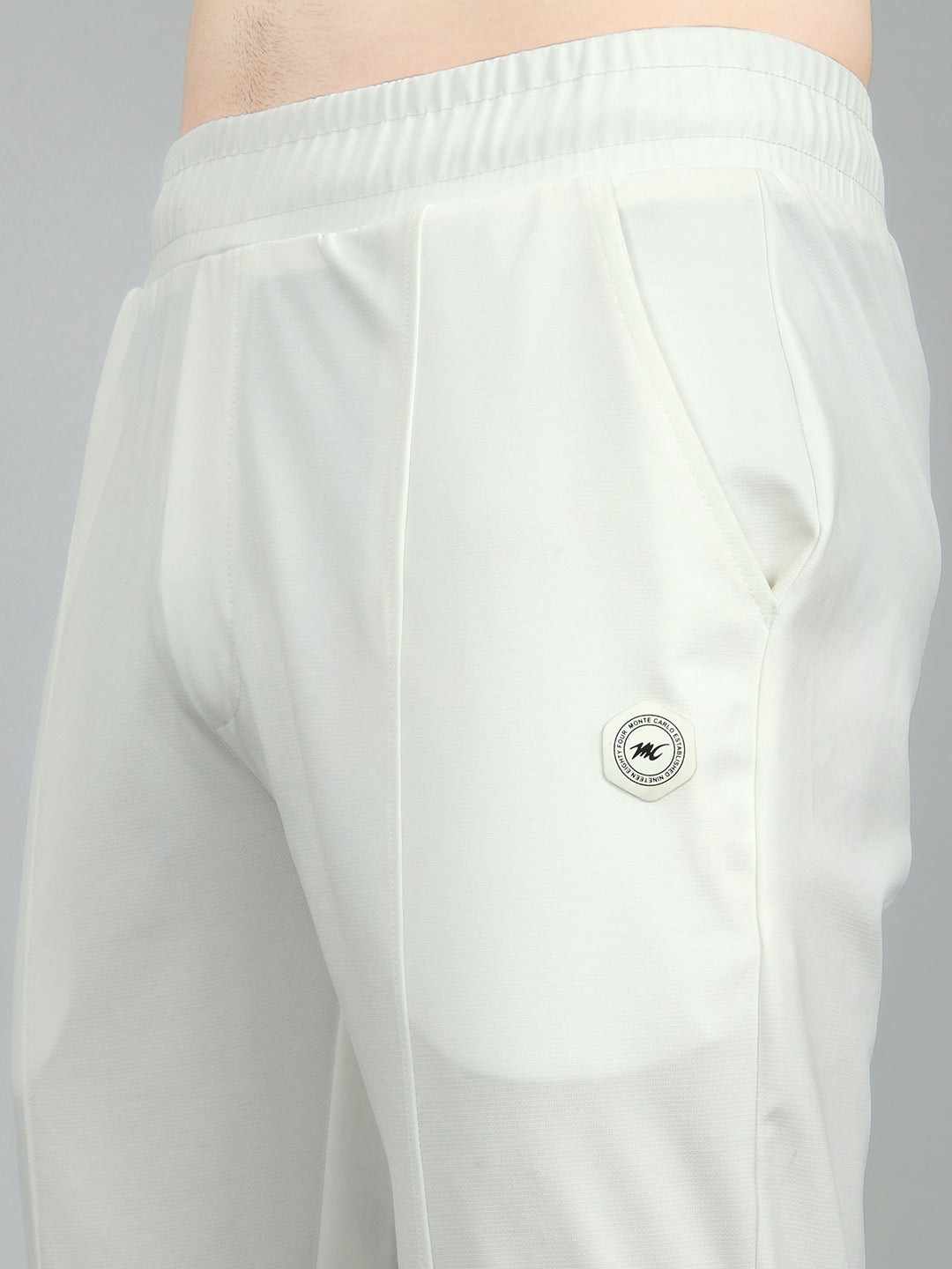 Men White Solid Regular Fit Lower