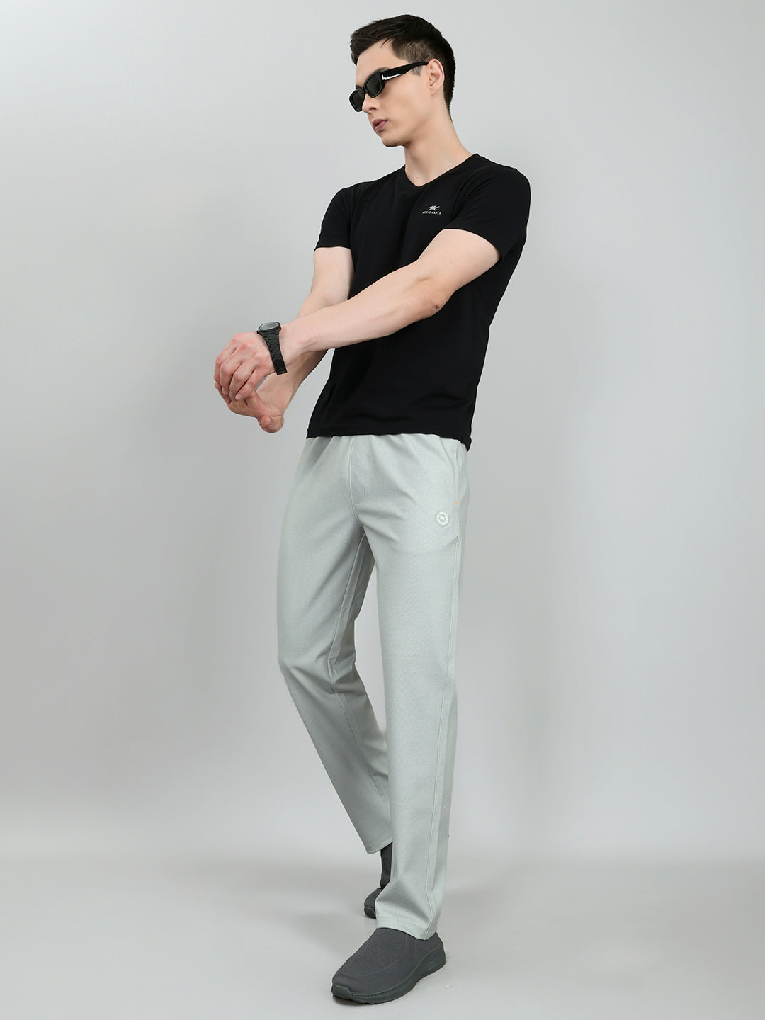 Men Grey Polka Dots Regular Fit Lower