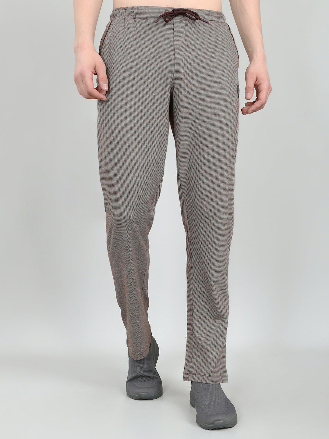 Men Maroon Self Design Regular Fit Lower
