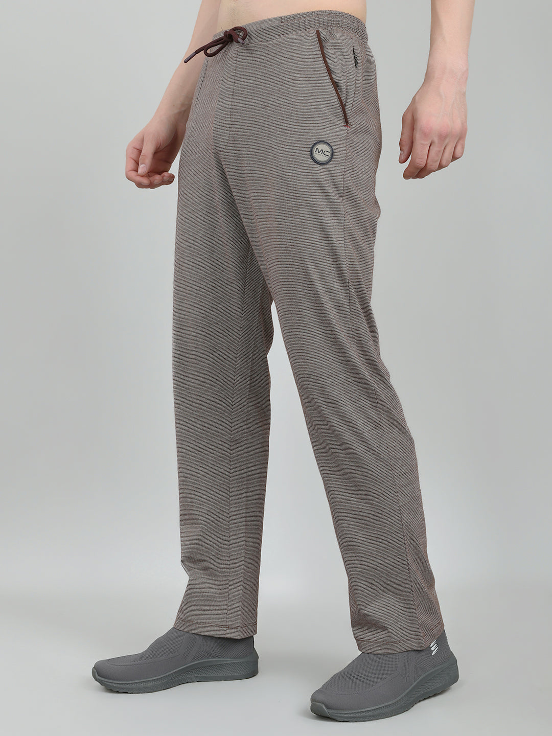 Men Maroon Self Design Regular Fit Lower