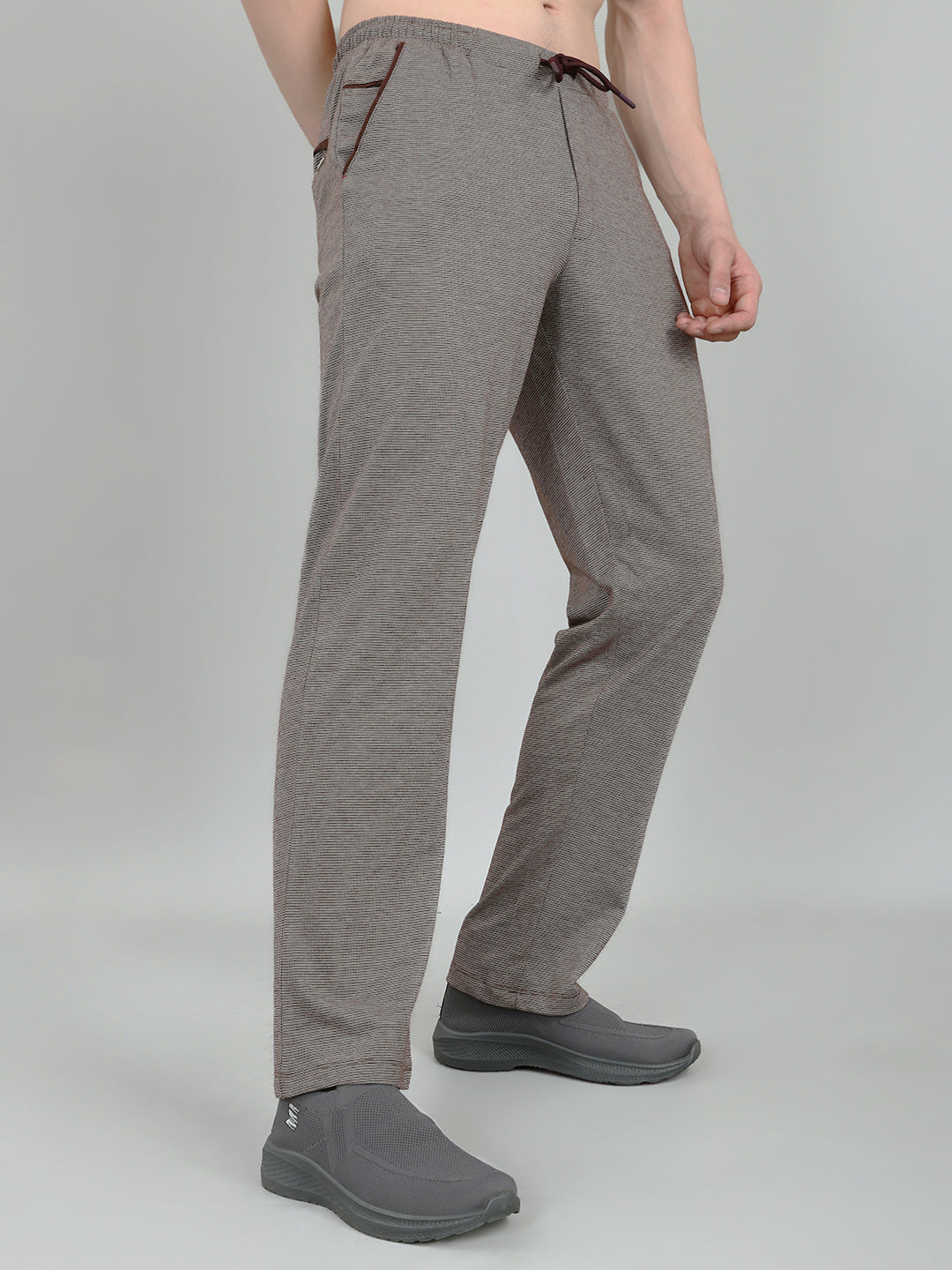 Men Maroon Self Design Regular Fit Lower