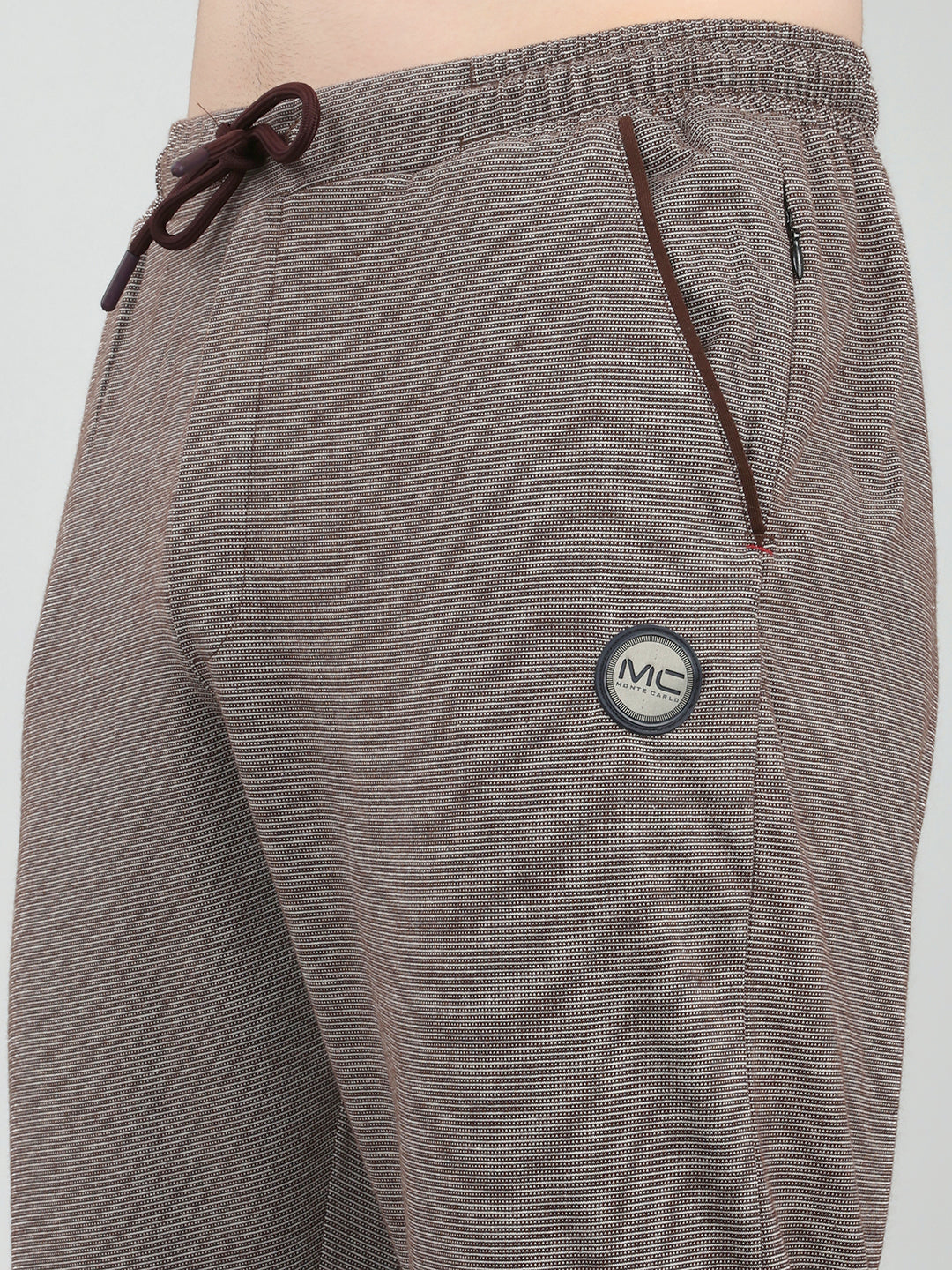 Men Maroon Self Design Regular Fit Lower