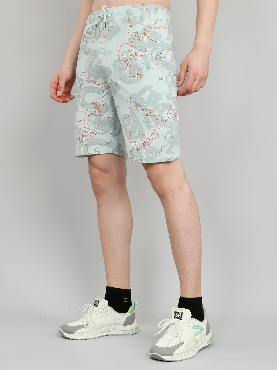 Men Pastel Blue Solid Collar Half Sleeve Bermuda Set