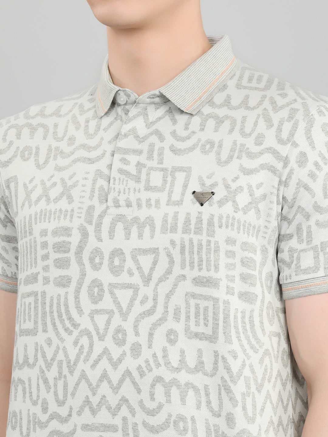 Men Grey Printed Collar Half Sleeve Bermuda Set